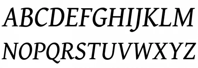 Gentium Book Basic Italic फ़ॉन्ट अपरकेस