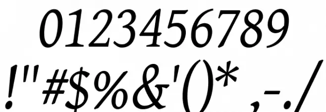 GentiumAlt Italic Font Alte caractere