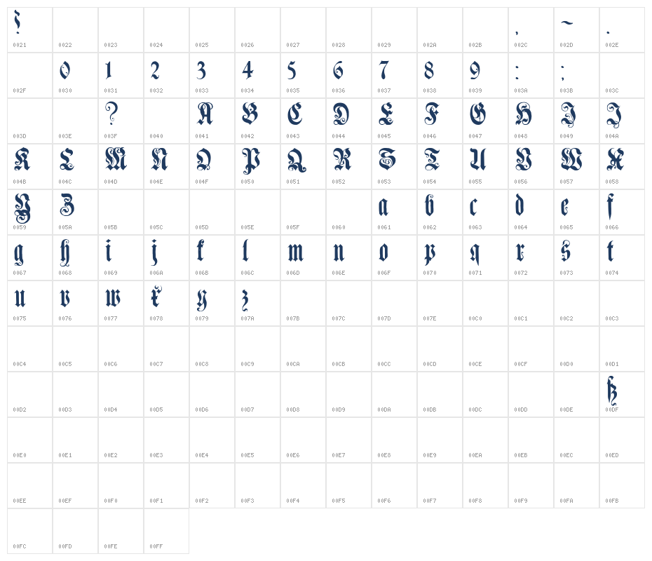 GenzschEtHeyse Character Map