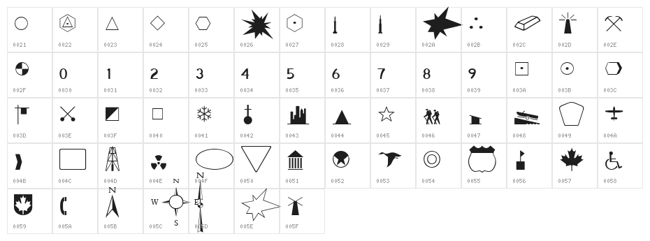 GeographicSymbols Character Map