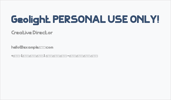 Geolight PERSONAL USE ONLY! Business Card