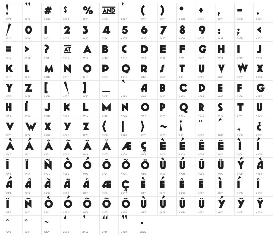 Geomancy Extra Bold Character Map