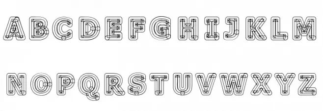 Geometri Outline Schriftart Groß