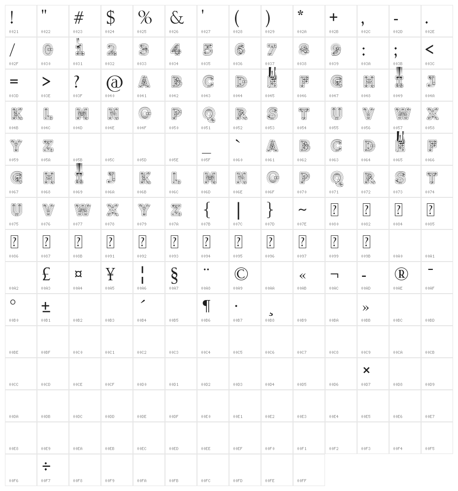 Geometri Outline Character Map