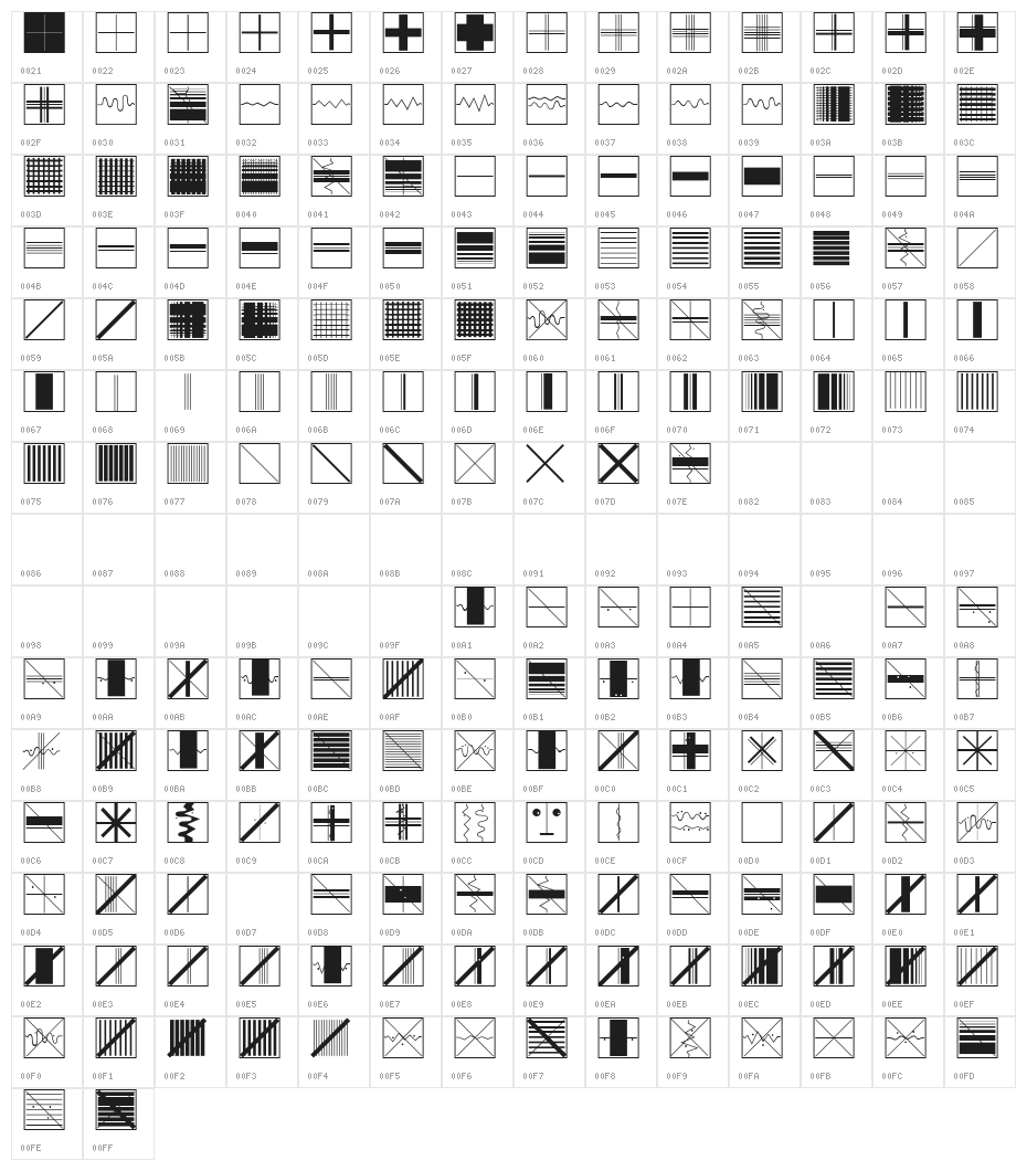 GeometricConstructs Character Map
