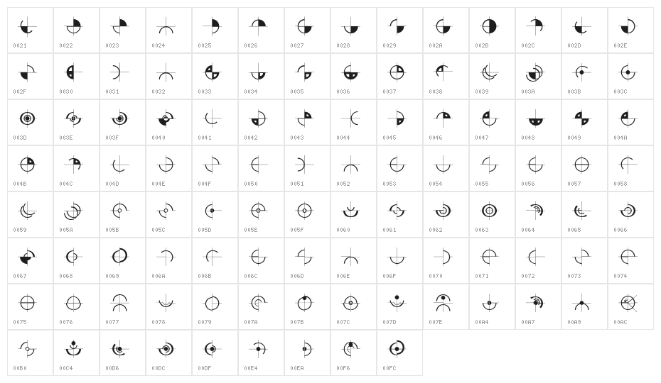 GeometricGlyphs Character Map
