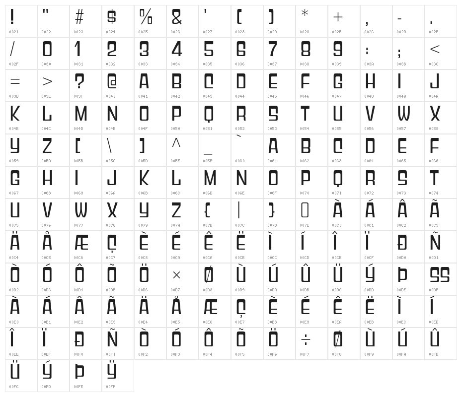 GeoparodyRg-Regular Character Map
