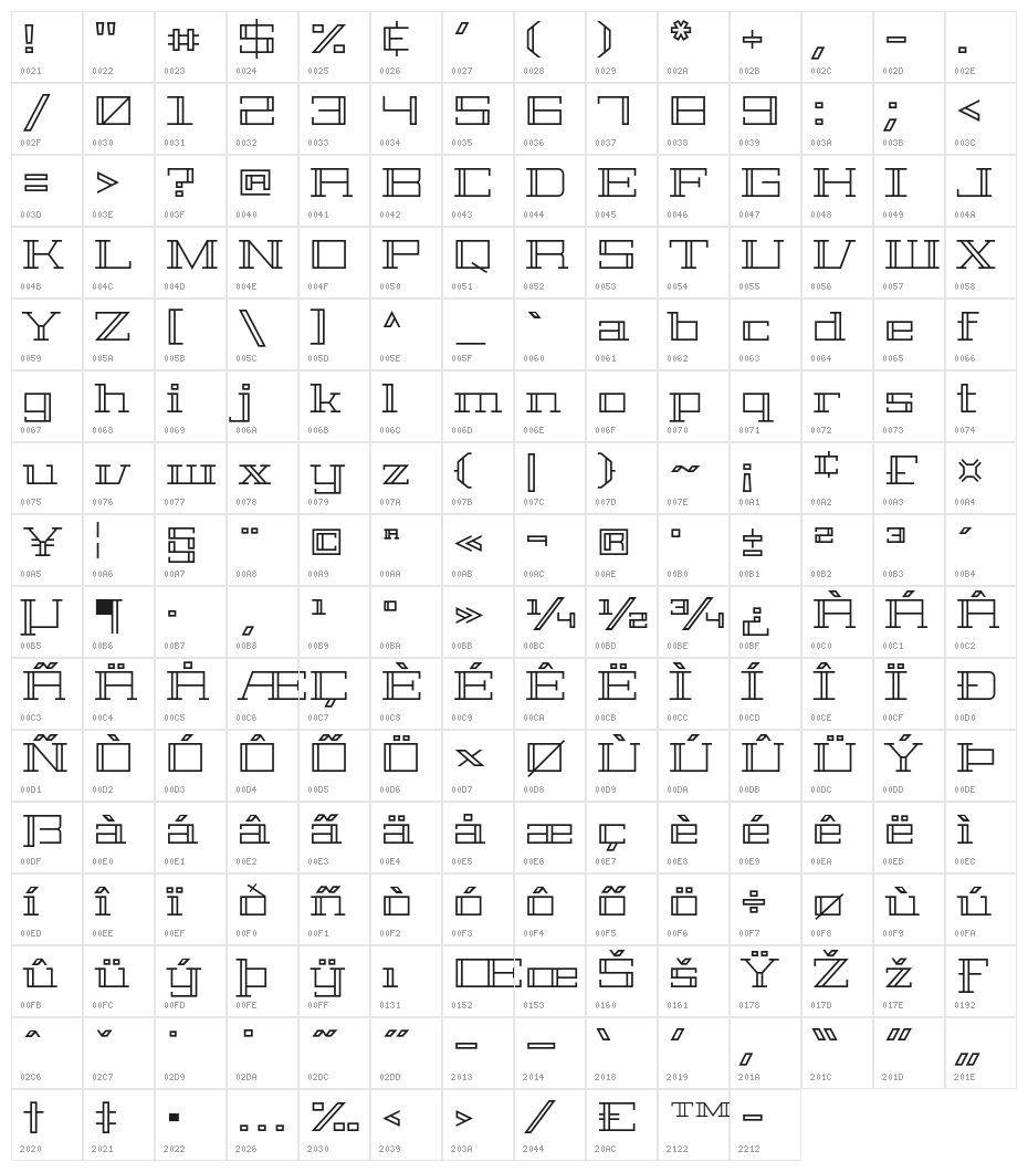 Geostar-Regular Character Map