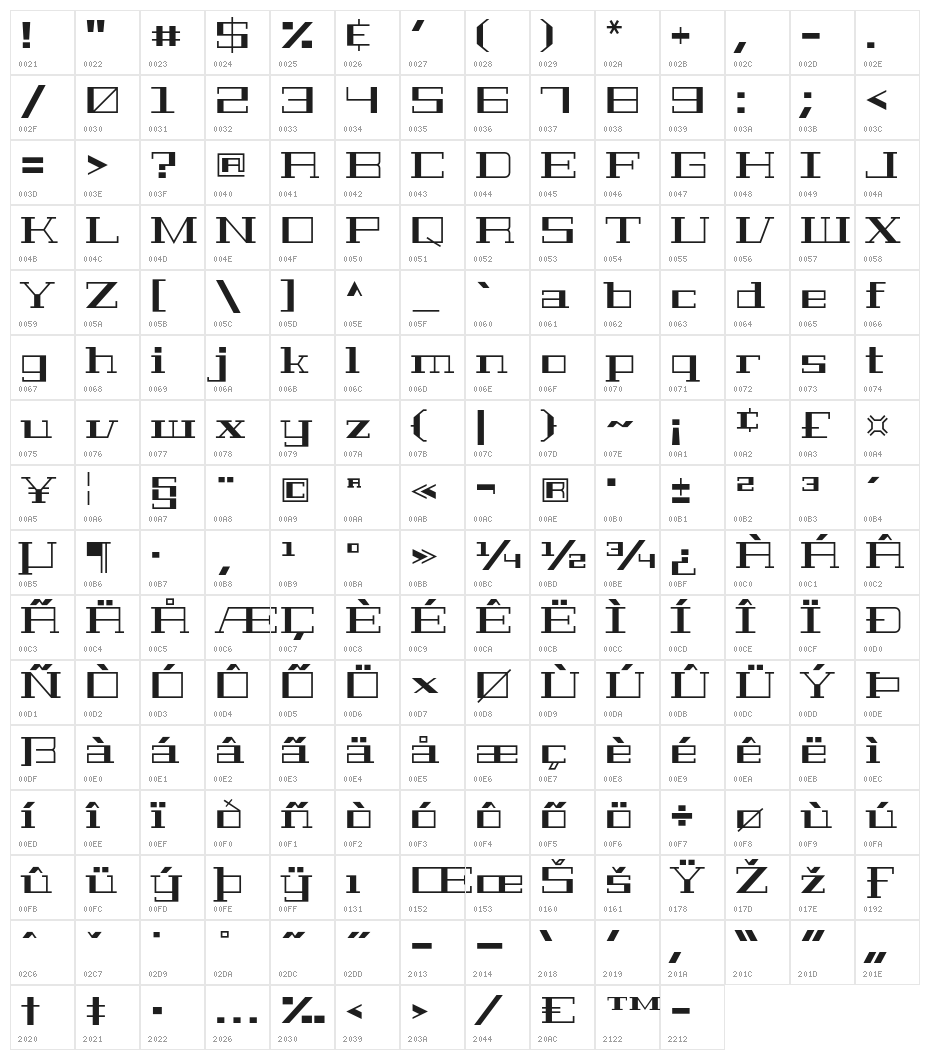 GeostarFill-Regular Character Map