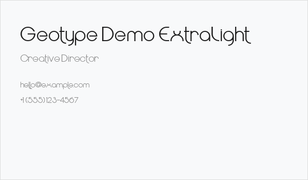 Geotype Demo ExtraLight Business Card