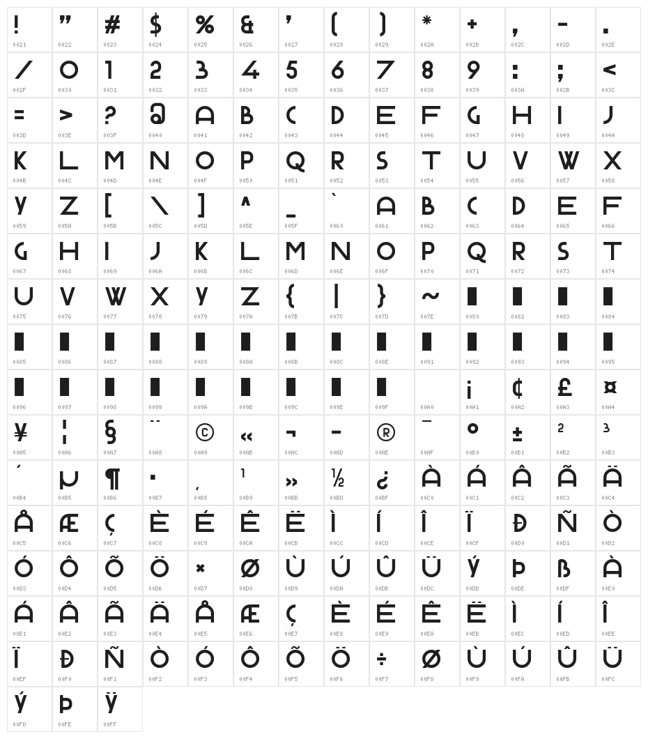 Gerhaus Character Map