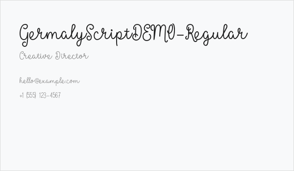 GermalyScriptDEMO-Regular Business Card