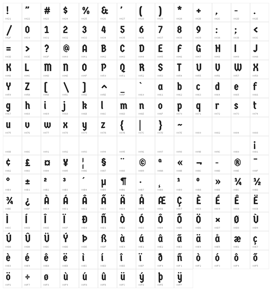 Germania One Character Map