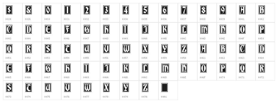 Germania Versalien Character Map