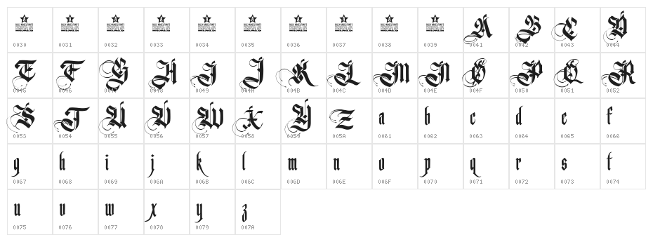 Germanika Personal Use Regular Character Map