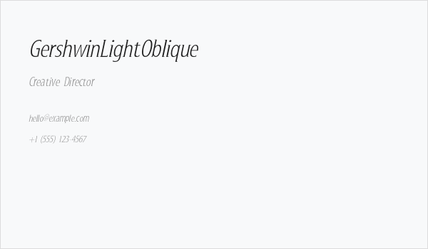GershwinLightOblique Business Card