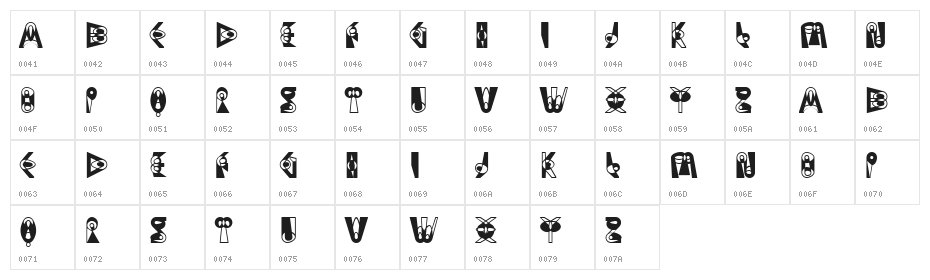 Gerusalemme Regular Character Map