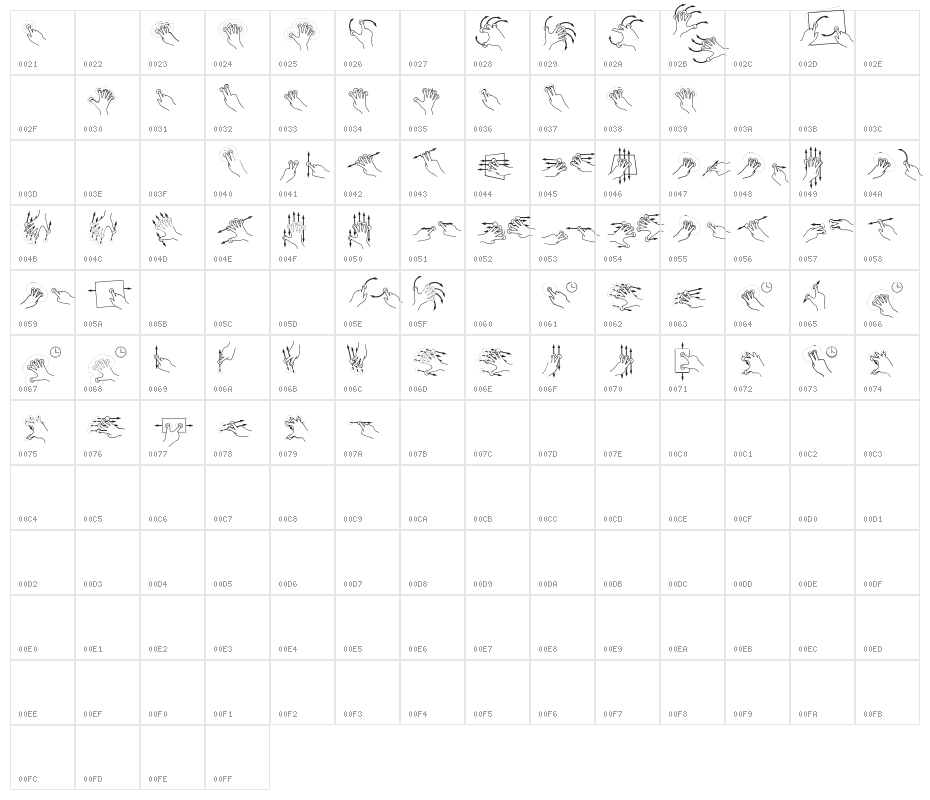 Gesture-Glyphs Character Map