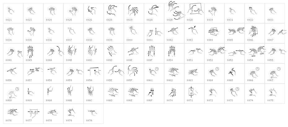 Gesture Glyphs Character Map