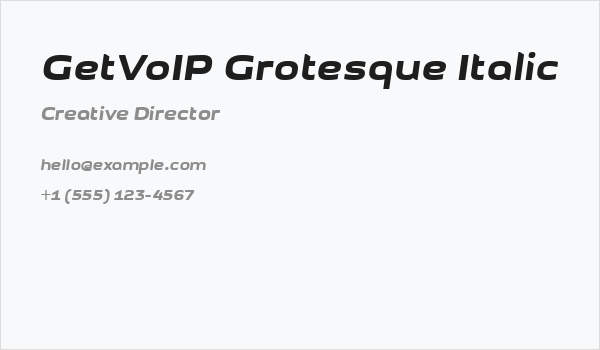 GetVoIP Grotesque Italic Business Card