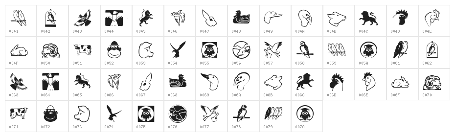 GetierAnimalish Character Map