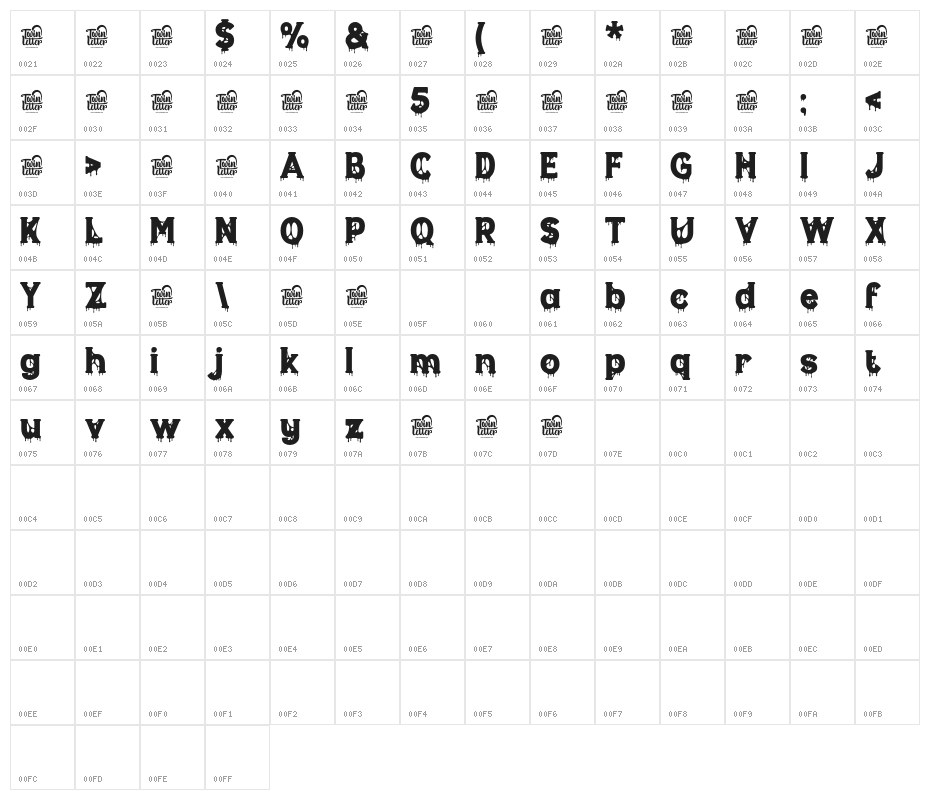 GetihWest-Regular Character Map