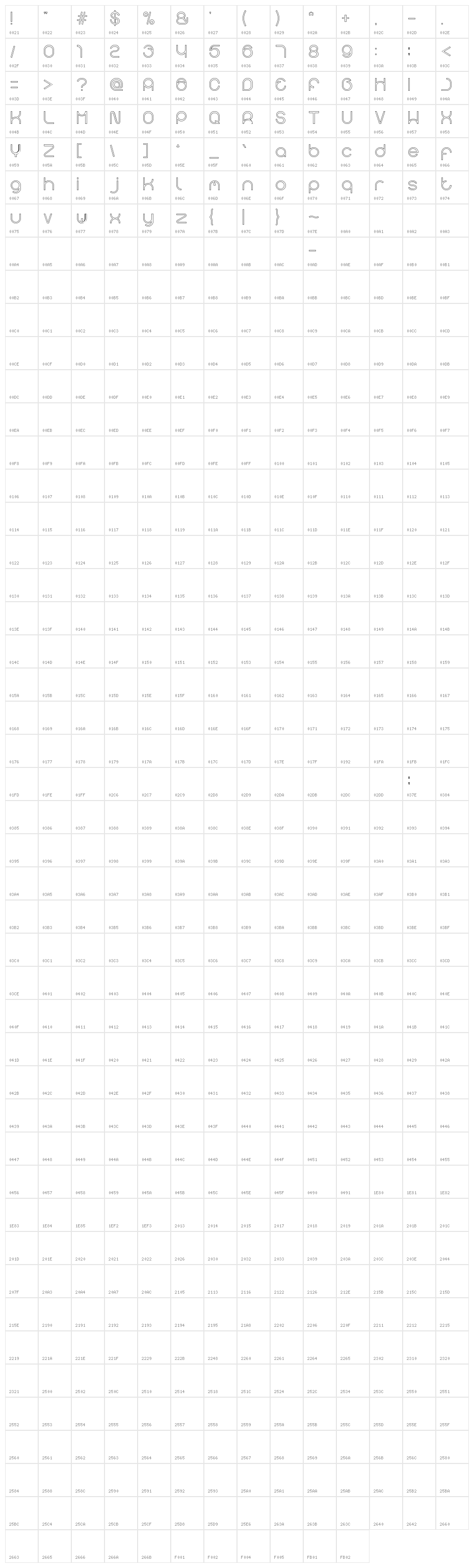 gembira-Hollow Character Map