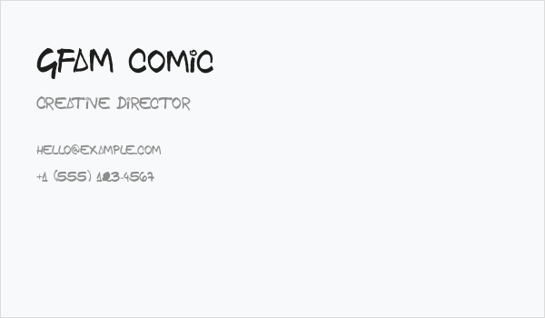 GFAM Comic Business Card