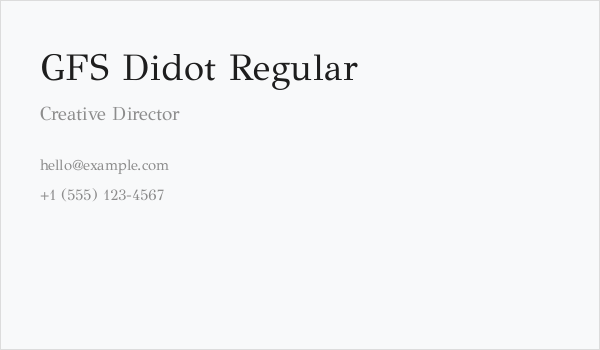 GFS Didot Regular Business Card