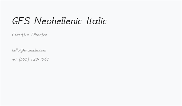 GFS Neohellenic Italic Business Card