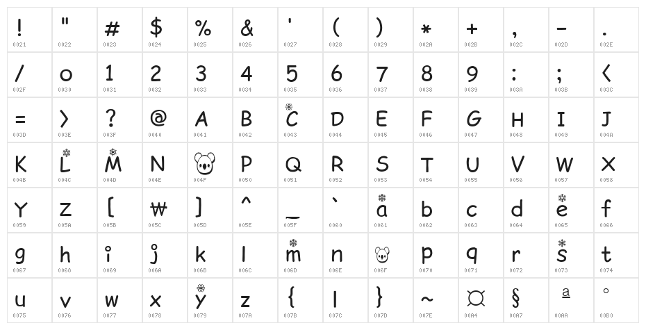 GF_SnowDeco Free Character Map