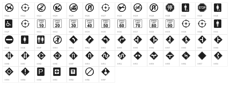 GG SignDings Character Map