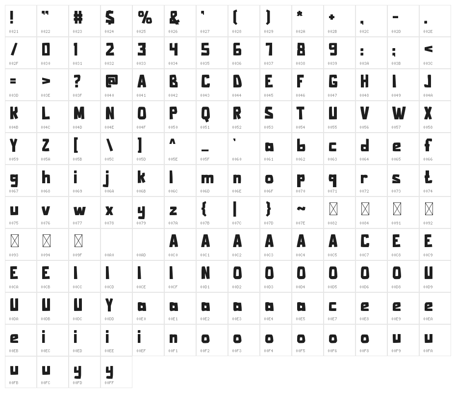 GHOST-TOWN Character Map