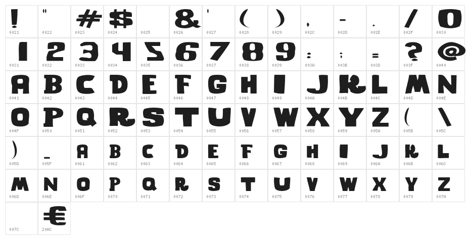 GHOSTWORDS-Regular Character Map