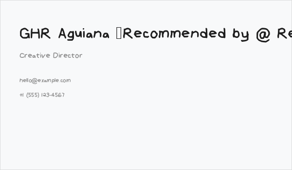 GHR Aguiana [Recommended by @ Regular Business Card