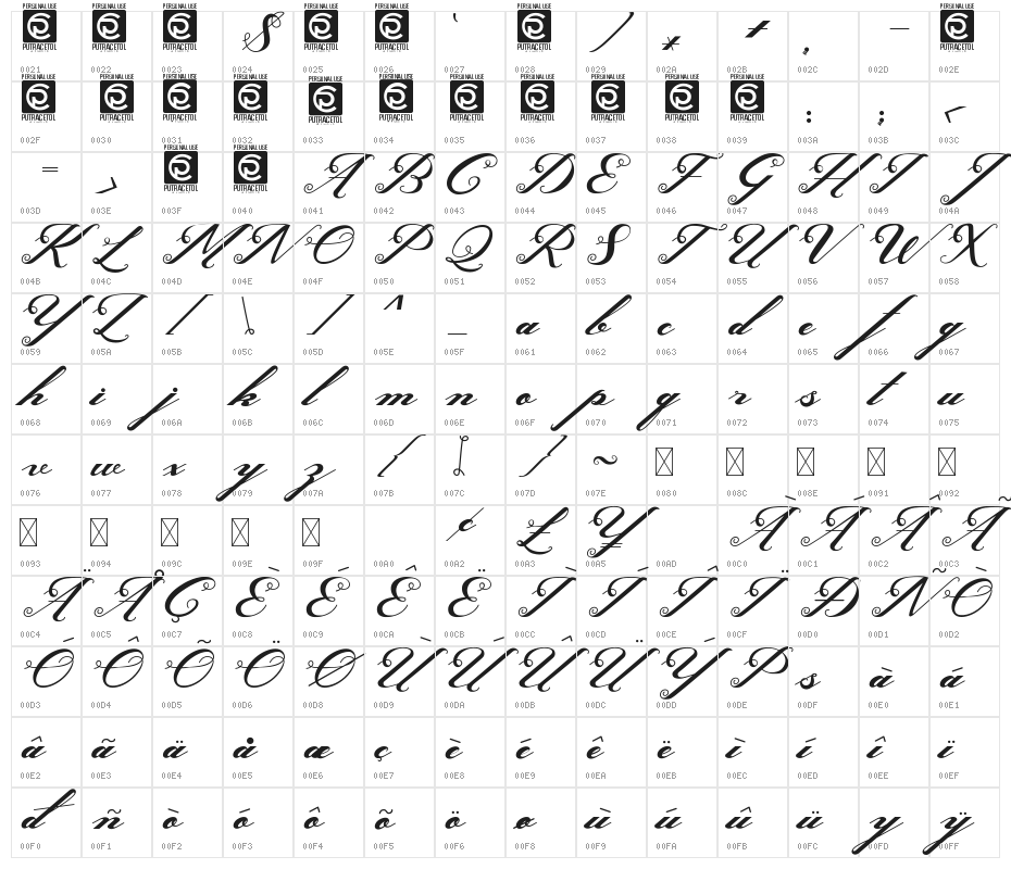 Ghaya FreeVersion Character Map