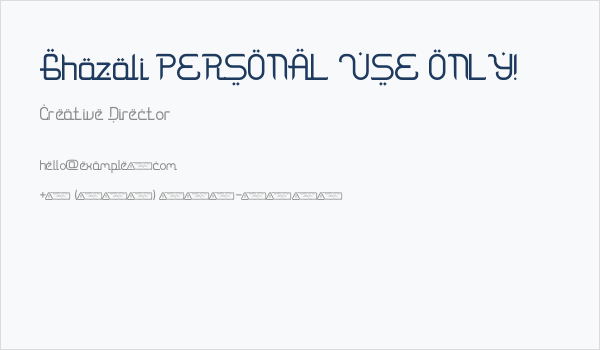 Ghazali PERSONAL USE ONLY! Business Card