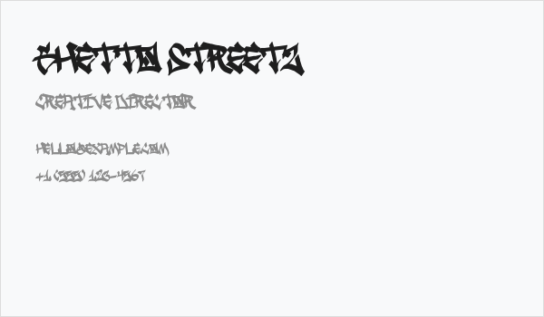 Ghetto Streetz Business Card