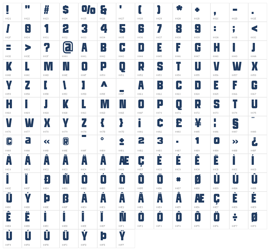 Ghore Regular Character Map