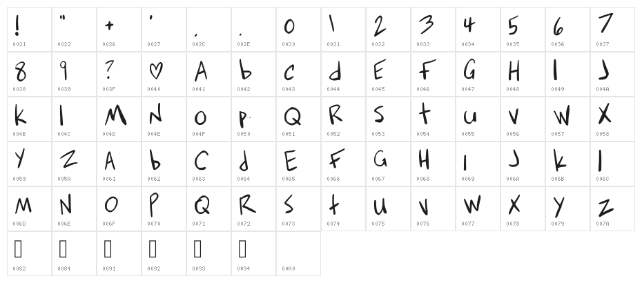 Ghost Calls Dialog 2 Regular Character Map