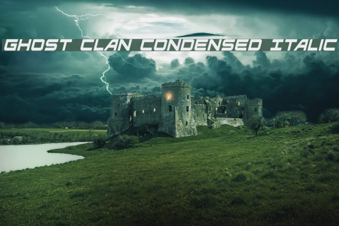 Ghost Clan Condensed Italic Font examples