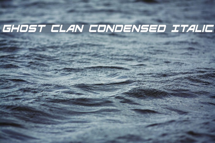 Ghost Clan Condensed Italic Font examples