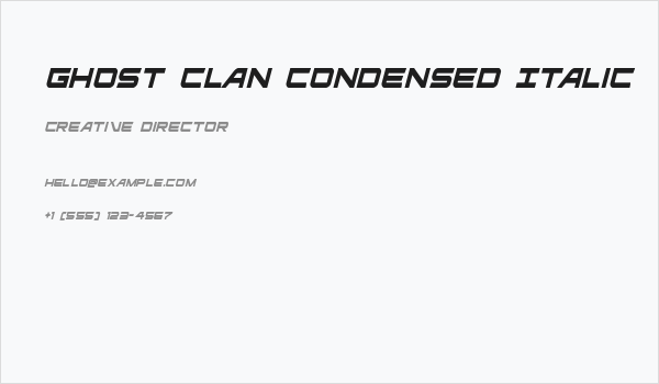 Ghost Clan Condensed Italic Business Card
