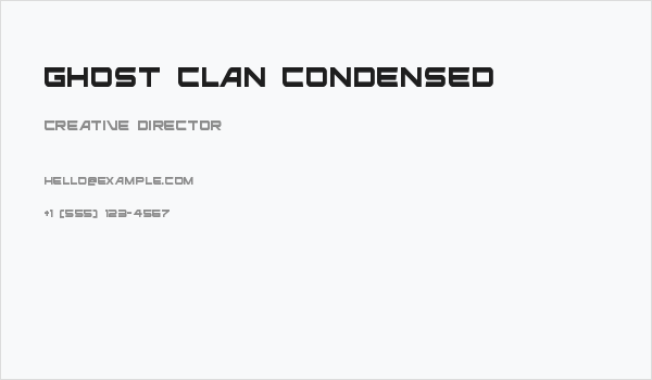 Ghost Clan Condensed Business Card