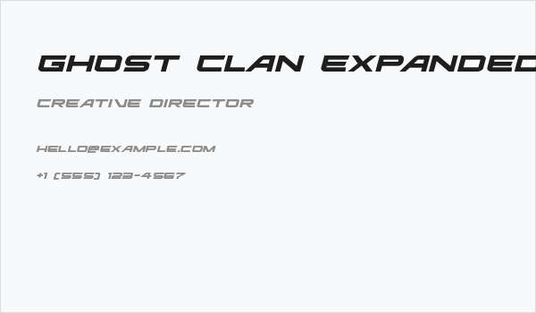 Ghost Clan Expanded Italic Business Card