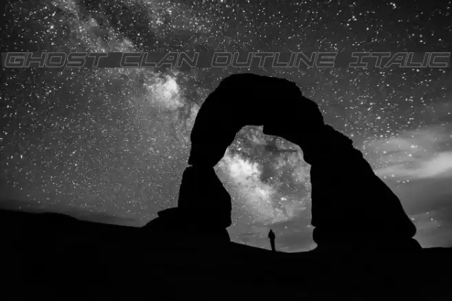 Ghost Clan Outline Italic Font examples