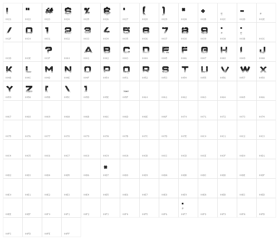 Ghost Factory Character Map