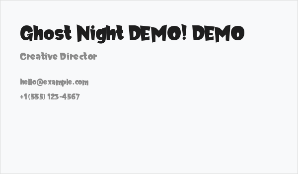 Ghost Night DEMO! DEMO Business Card
