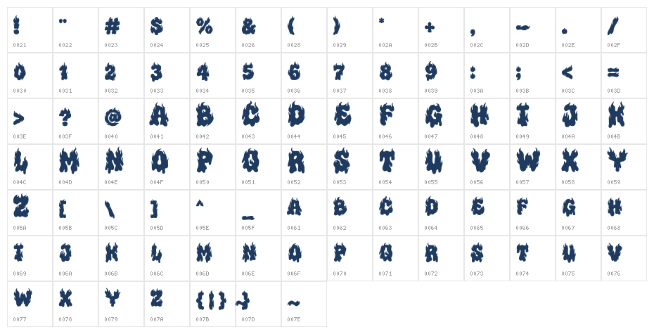 Ghost Terror Regular Character Map