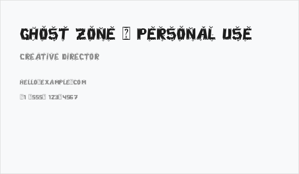 Ghost Zone - Personal Use Business Card